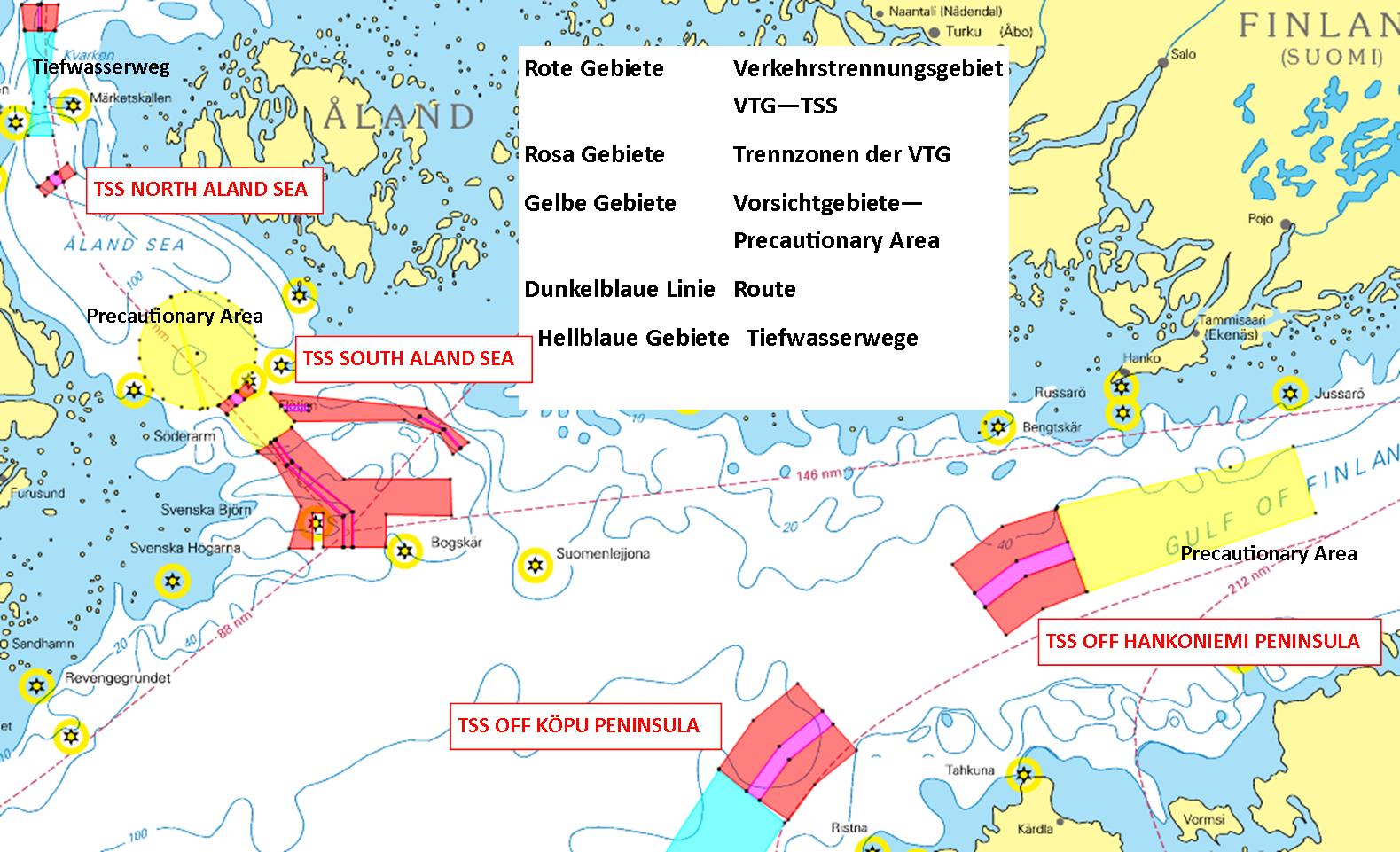 TSS und Routen Aland