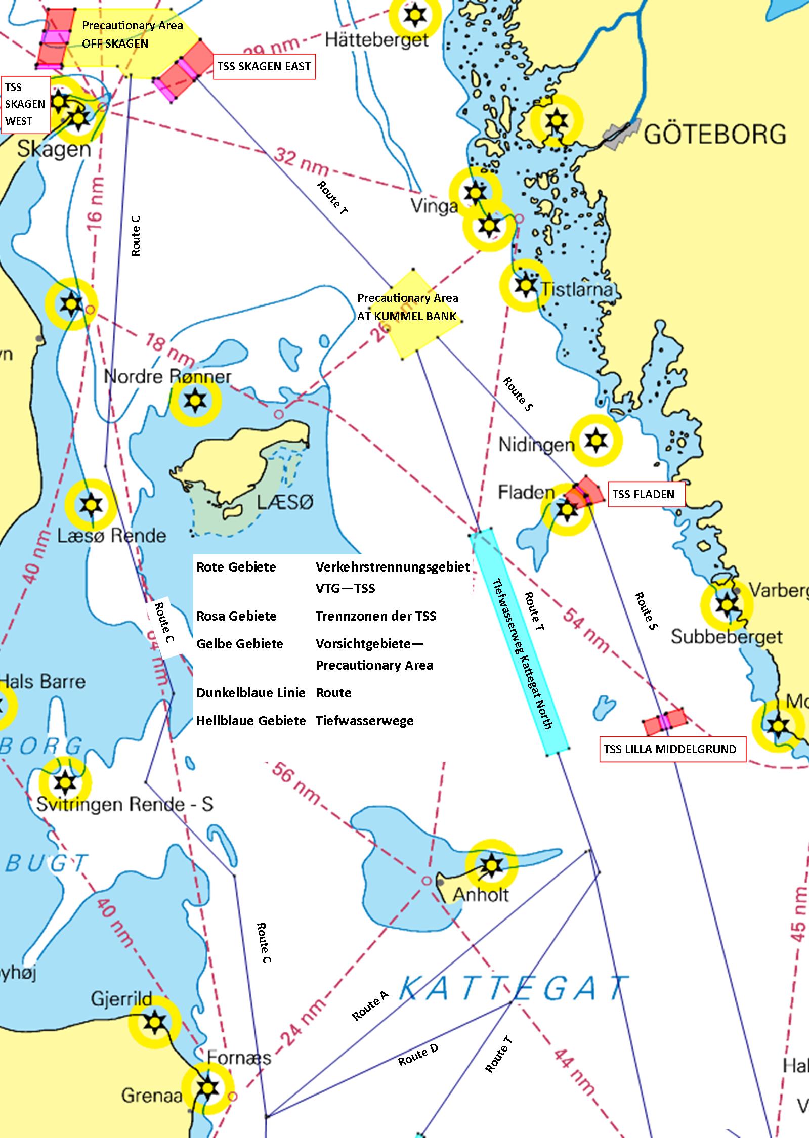 TSS und Routen Kattegat