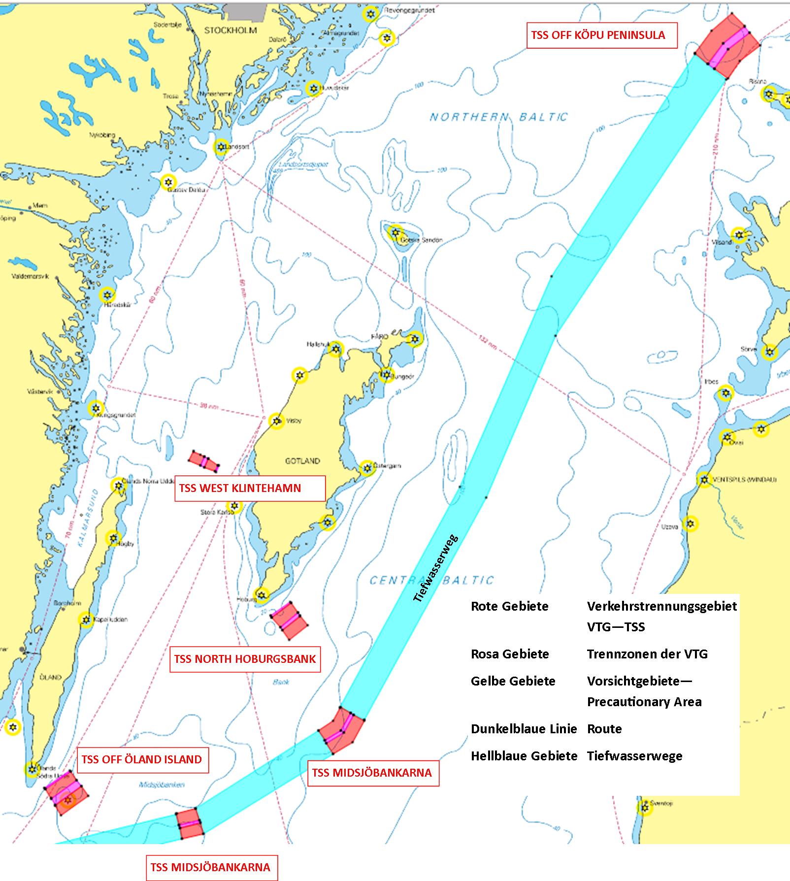 TSS und Routen Zentrale Ostsee